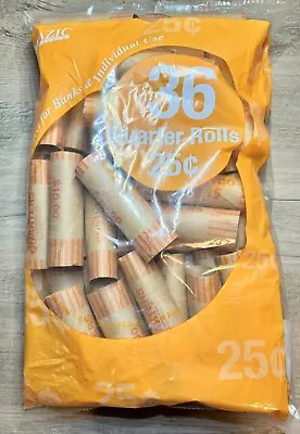 36 Rolls 25 Cent Quarters Coin Wrappers Paper Tubes Pre-crimped End • $6.98