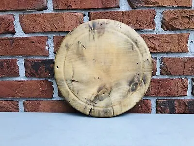 Antique English Carved Wood Round Bread Cutting Board • $75