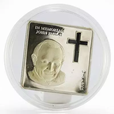 Malta 500 Liras Pope John Paul II Crystal Gilded Proof Silver Coin 2005 • $199.64