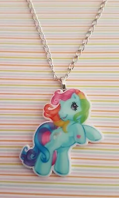 KIZZY Jewellery - Rainbow Pony Necklace Silver Chain Cute Quirky Little My RESIN • £3.50