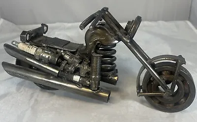 Motorcycle Hand Crafted Recycled Metal Art Sculpture Figurine  8  Long • $19.99