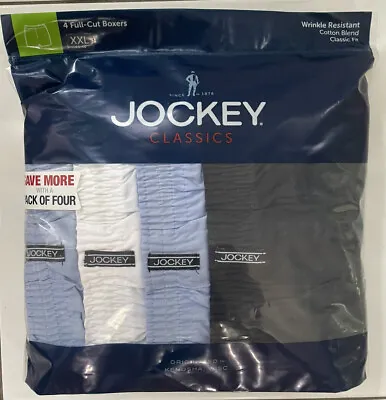 Jockey Classics Boxer Shorts Mens 2XL XXL 44-46 Full Cut Cotton Blend 4 Pairs • $32