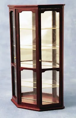 4 Shelf Mahogany Display Case Tumdee 1:12 Scale Dolls House Miniature DF76002 • $14.77