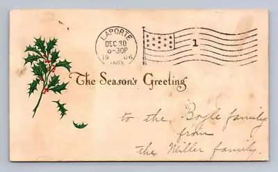  The Seasons Greetings  Antique LAPORTE Indiana Christmas UDB Cover 1906 • $12.99