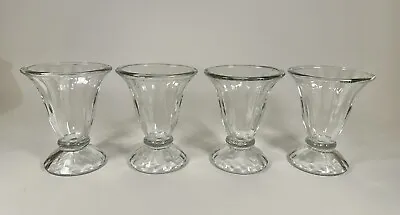 Libbey Glass Parfait 6oz Footed 5  With Panels Flared Set Of 4 Vintage • $20