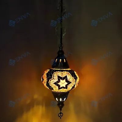 Turkish Moroccan Glass Mosaic Ceiling Hanging Chandelier Light Lamp Large Globe • $106.71