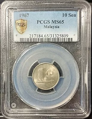 Malaysia 1967 10 Cent Pcgs Ms65.  • $160