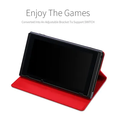 Skin Pro Series Stand PU Leather Case For Nintendo Switch Black Red Navy Blue • $9.95