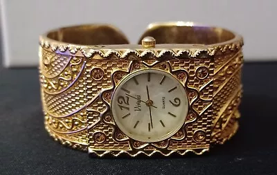 Vintage VIVANI Gold Tone Womens Cuff Bracelet Wrist Watch Excellent Condition • $18