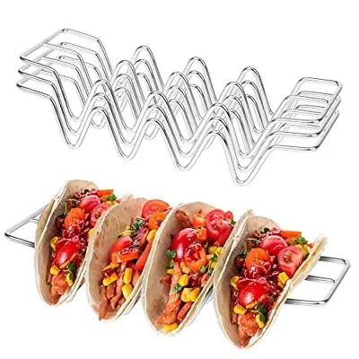 Taco Holders Stainless Steel Taco Shell Holder Stand Taco Tray Plate Set Of 3 • $16.33