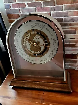 Vintage Clock Verichron Airplane Second Hand Shelf Mantel Wood Base Vintage • $65