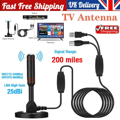 £14.59 • Buy 200mile Best Portable TV Antenna Indoor Outdoor Digital HD Freeview Aerial Ariel