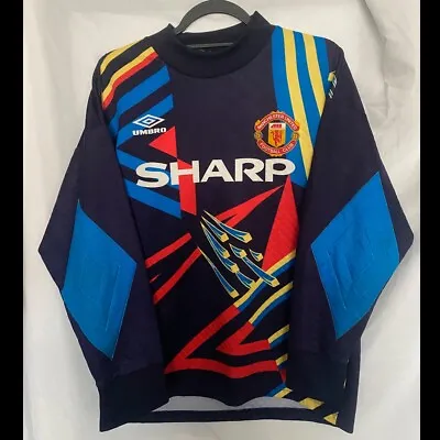 Rare Vintage Original Manchester United GK Shirt Schmeichel 1 - 92/93_Mens UK S • £110