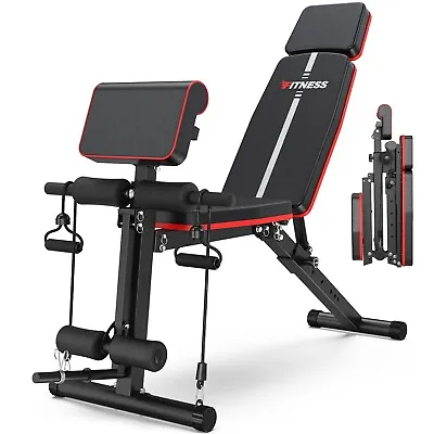 Weight Bench Adjustable Foldable Strength Training Full Body Workout Incline Gym • $129.99