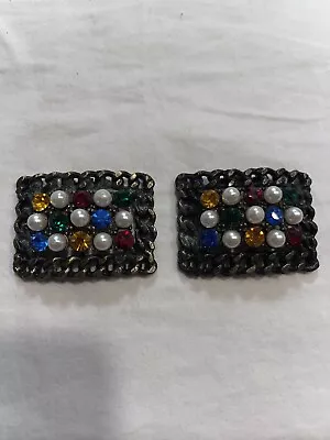 Antique 1930’s LARGE TIP TOE PEARLS SHOE BUCKLE CLASP CLIP • $9.24