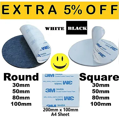 £1.23 • Buy Double Sided Circle EVA Foam Black & White Pad Self Adhesive Round Strong Tape