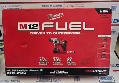 NEW Milwaukee M12 12V Fuel Rotary Hammer Kit Red 2416-21XC W BATTERY & CHARGER • $208.88