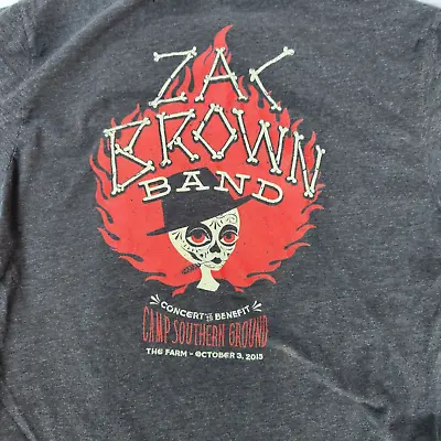 Zac Brown Band Sugar Skull Graphics Men's T-Shirt The Farm Concert 2015 Size-L • $17.99