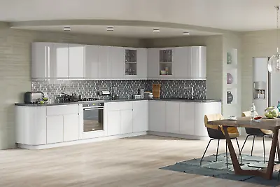 Multiple Occupation Kitchen  Full Kitchen In High Gloss Light Grey Handleless  • £4600
