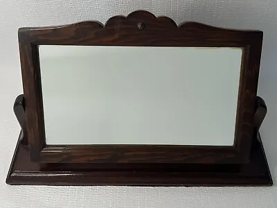 Antique MahoganyWood Framed Vanity Shaving Stand Dresser Table Top Swivel Mirror • $48