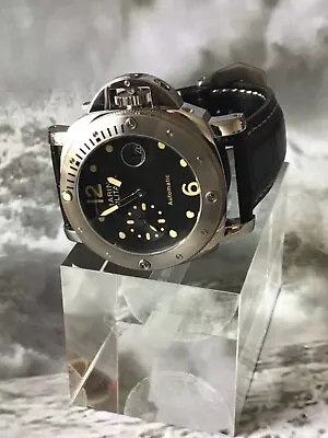 Italian Naval -Sub Diver Automatic With Black Leather Strap -Homage Watch. • £195