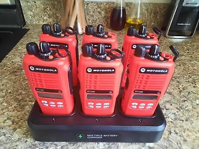 6 Red Motorola HT1250 UHF 403-470MHz W/6-way Charger  • $700