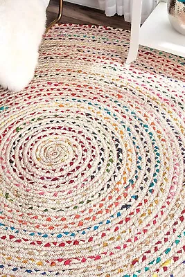 Indian Rug 100% Cotton Design Carpet 100% Handmade Braided Farmhouse Modern Rugs • $33.29