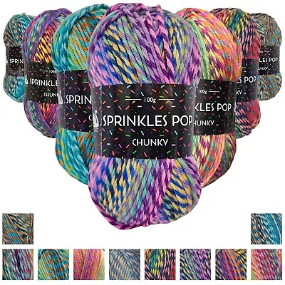 Cygnet Yarn SPRINKLES POP Chunky 100% Acrylic Multicoloured Wool 100g Ball • £4.50