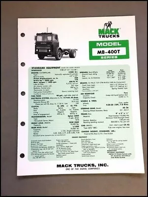 1978 1979 Mack Truck Model MB-400T Series Sales Specification Brochure Folder • $12.76