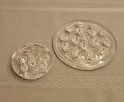 Vintage Clear Glass Floral Flower Frogs Lot Of 2 ~ 11 Holes And 16 Holes • $20.95
