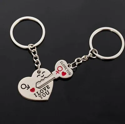 I Love You Romantic Valentines Day Silver Keychain - 2 Pieces To Share • £4.99