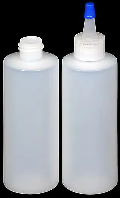 Plastic Spout Lid Dropper/Applicator Bottle W/Blue Overcap 4-oz. 12-Pack New • $7.95