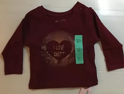 Unisex Baby Burgundy Long Sleeve T Shirt With I Love Daddy  Detail • £4.99
