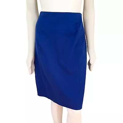 WORTHINGTON Peplum Back Lightweight Midi Skirt In Royal Blue WOMEN'S 14 PETITE • $13.95