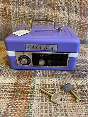 Vintage Purple Steel CASH BOX With Keys & Combination • $26