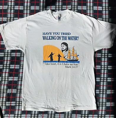 Vintage Walk On Water Mark 14:27 Jesus Christ God Religious T Shirt Large • $19.99