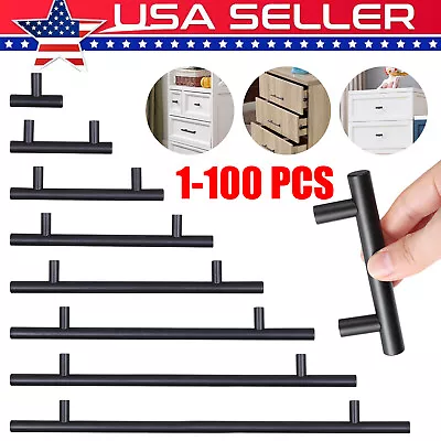 $8.25 • Buy Black Modern Cabinet Handles T Bar Stainless Steel Kitchen Drawer Cabinet Pulls