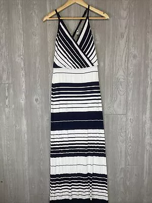 MICHAEL STARS Sleeveless Strappy Blue White Stripe Maxi Dress Womens Size Small • $23.99