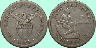 1928-M US/Philippines 5 Centavos ~ F  Details ~ Allen#4.15 ~ H177 • $16