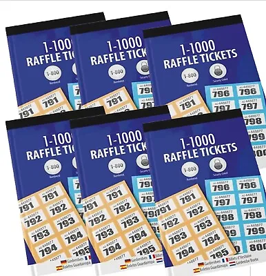 12 Books Of 1-1000 Cloakroom Raffle Tombola Draw Tickets Numbered Mixed Colours • £16.99