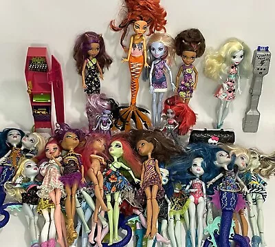 Monster High Doll Lot Of 30 Various Mixed With Accessories Clothes And Boots EUC • $275