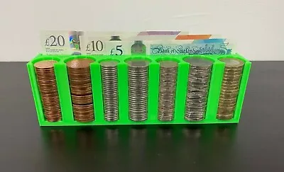 Coin Cash Note Money Organiser Mini Storage Box Holder Sorter Savings Wallet Gn • £9.99