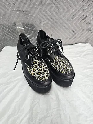 YRU Strange Cult Cvlt Bela Leopard Punk Emo Goth Rocker Platform Shoes Heel US 8 • £33.26