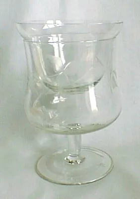 7 Vtg Shrimp Cocktail Icers Dessert Cups Footed Glasses Inserts ETCHED LEAVES • $70