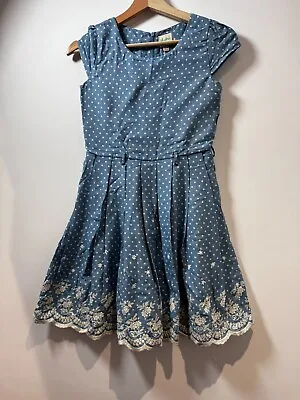 Yum Girl Dress Lace Detail Sleeveless Party Dress Size 11-12 Years Blue • £8.99