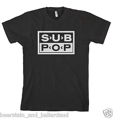 Sub Pop Logo T-shirt Black BRAND NEW CLASSIC! Professionally Made And Printed • $19.95