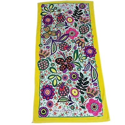 VERA BRADLEY  Yellow Floral And Paisley Beach Towel  32 X 62 Inch 100% Cotton • $27.88