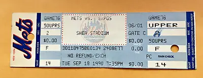 Darryl Strawberry 250th HR #250 Home Run 1990 9/18/90 Mets Expos Full Ticket • $24.99