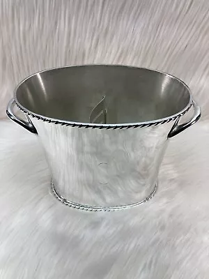 Vintage Pottery Barn Wine Bucket Cooler Silver Plated Metal With Monogram “O” • $49.99