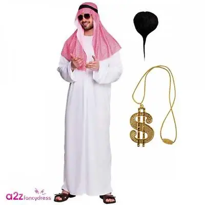 £21.95 • Buy Arab Sheikh + Goatee Beard + Dollar Bling Necklace Mens Novelty Stag Fancy Dress